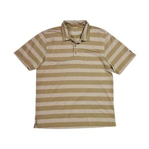 Under Armour Tan and Cream Golf Polo Shirt Classic Stripes